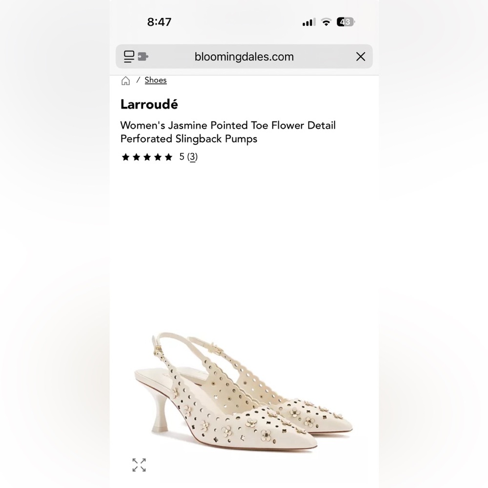 Larroude Cream Flower Detail Slingback Heels